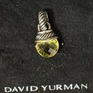 David Yurman Two Tone Square Peridot Slide Pendant